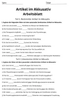 Vorschau - Arbeitsblätter - Bestimmter Unbestimmter Artikel Klasse 1 Deutsch Arbeitsblatt - Seite 1
