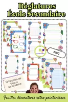 Aperçu - Feuilles d'exercices - Réglatures | École Secondaire | Feuilles décoratives - Page de couverture