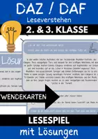 Vorschau - Arbeitsblätter - Leseverstehen Wendekarten Wortschatz DaZ Deutsch Lesespiel - Deckblatt