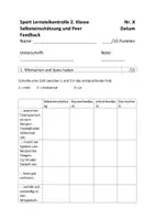 Vorschau - Klassenarbeiten - Sport Peerfeedback zum Anpassen oder sofort verwenden - Deckblatt