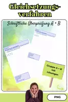 Vorschau - Test - Gleichsetzungsverfahren | Test A + B incl. Lösungen| Mathematik Gleichungen - Deckblatt