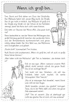 Vorschau - Arbeitsblätter - Leseübungen zum sinnentnehmenden Lesen: Wenn ich groß bin - Seite 1