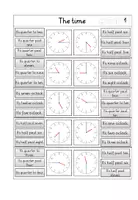 Vorschau - Spiele - Klammerkarten zum Thema "The time"- volle, halbe und Viertelstunden - Seite 1