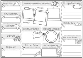 Vorschau - Arbeitsblätter - Mini-Lapbook San Marino | Ländersteckbrief | Bastelvorlage - Seite 1