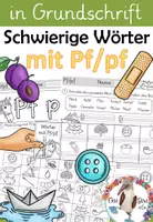 Vorschau - Arbeitsblätter - Wörter mit Pf / pf - GRUNDSCHRIFT - Arbeitsblätter für Deutsch inklusive Minilesespur, Schleichdiktat und Puzzle - Deckblatt