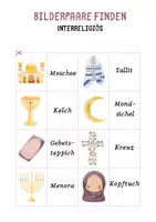 Vorschau - Mal- und Bastelvorlagen - Bilderpaare finden - INTERRELIGIÖSE Motive - Spiel - Seite 1