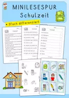 Vorschau - Arbeitsblätter - Minilesespur Schulzeit, Bildkarten und s/w - Deckblatt