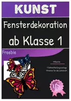 Vorschau - Mal- und Bastelvorlagen - Kunst: Fensterbild Schmetterling ab Klasse 1 kostenlos - Deckblatt