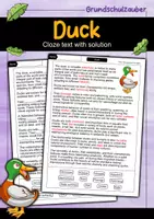 Vorschau - Arbeitsblätter - Duck - Cloze with solution - Animals (English) - Deckblatt