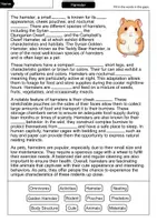 Vorschau - Arbeitsblätter - Hamster - Cloze with solution - Animals (English) - Seite 1