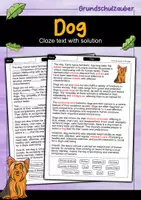 Vorschau - Arbeitsblätter - Dog - Cloze with solution - Animals (English) - Deckblatt