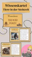 Vorschau - Stationenlernen - Wissenskartei - Tiere in der Steinzeit - Deckblatt