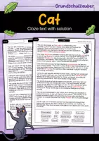 Vorschau - Arbeitsblätter - Cat - Cloze with solution - Animals (English) - Deckblatt