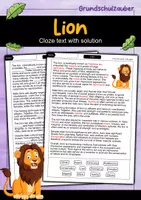 Vorschau - Arbeitsblätter - Lion - Cloze with solution - Animals (English) - Deckblatt