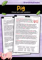 Vorschau - Arbeitsblätter - Pig - Cloze with solution - Animals (English) - Deckblatt