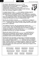 Vorschau - Arbeitsblätter - Skunk - Cloze with solution - Animals (English) - Seite 1