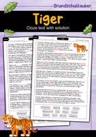 Vorschau - Arbeitsblätter - Tiger - Cloze with solution - Animals (English) - Deckblatt