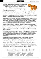 Vorschau - Arbeitsblätter - Tiger - Cloze with solution - Animals (English) - Seite 1