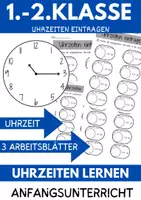 Vorschau - Arbeitsblätter - Uhrzeiten lernen Klasse 1 bis 3 die Uhrzeit DaZ - Deckblatt