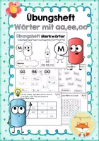 Vorschau - Unterrichtsreihen - Übungsheft - Merkwörter mit Doppelvokalen (aa,ee,oo) - Deckblatt