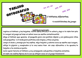 Vista previa - Juegos / Gamificación - Tablero ortográfico GA,GO,GU, GUE, GUI, GÜE, GÜI - página 1