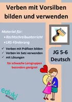 Vorschau - Arbeitsblätter - Verben mit Vorsilben (Präfix) bilden (LRS, Deutschunterricht, Rechtschreibung) - Deckblatt