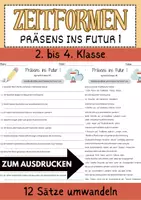 Vorschau - Arbeitsblätter - Präsens ins Futur 1 Grundschule DaF EU Arbeitsblatt - Deckblatt