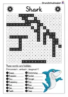 Vorschau - Arbeitsblätter - Shark search puzzle - letter grid animals (English) - Seite 1