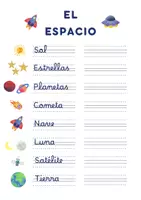 Vista previa - Hojas de trabajo - Vocabulario sobre el espacio - página 1