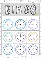 Vorschau - Spiele - Uhrzeit Bingo (30 Bingo Karten - Viertelstunden) ⏰🃏 - Deckblatt