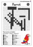 Vorschau - Arbeitsblätter - Parrot search puzzle - letter grid animals (English) - Seite 2