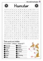 Vorschau - Arbeitsblätter - Hamster search puzzle - letter grid animals (English) - Seite 1