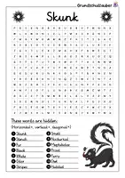 Vorschau - Arbeitsblätter - Skunk search puzzle - letter grid animals (English) - Seite 1