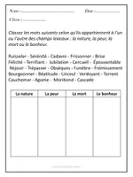 Aperçu - Feuilles d'exercices - Le champ lexical - 5 exercices corrigés - Page 1