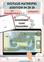 Vorschau - Spiele - Quiz*digitales interaktives Spiel 🐍 Addition im ZR 20 Rechenstrategien mit Zehnerübergang ZÜ - Deckblatt