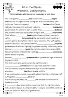 Vista previa - Hojas de trabajo - Textos Cloze - Fill in the Blanks Women´s Voting Rights - página 2