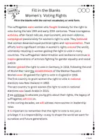 Vista previa - Hojas de trabajo - Textos Cloze - Fill in the Blanks Women´s Voting Rights - página 3