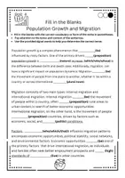 Aperçu - Feuilles d'exercices - Textes à trous- Population and migration - Page de couverture