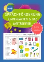 Vorschau - Spiele - Sprachförderung Kindergarten & DAZ - KNETBRETTER "Schulsachen" | Daz Sprachförderung Vorschule Sprachförderung Kita - Deckblatt