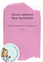 Vorschau - Klassenarbeiten - Klausur I editierbar I Liebeslyrik I Neue Sachlichkeit - Deckblatt