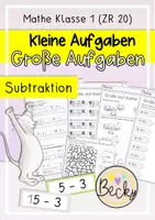 Vorschau - Arbeitsblätter - Große und kleine Aufgaben Subtraktion ZR 20 - Deckblatt