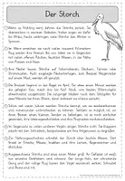 Vorschau - Arbeitsblätter - Leseübungen zum sinnentnehmenden Lesen: Der Storch - Seite 1