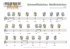 Vorschau - Anderer Materialtyp - Weihnachtslied für Keyboard, Klavier und Melodica mit Schlauch - Schneeflöckchen, Weißröckchen - Seite 1