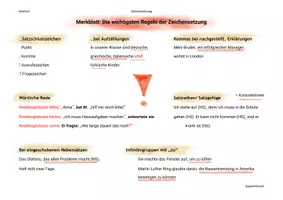 Vorschau - Merkblätter - Merkblatt zu den Regeln der Zeichensetzung - Deckblatt