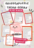 Vorschau - Arbeitsblätter - Gruppenpuzzle: Leistung des Gehirns, Gehirnregionen | Biologie, Klasse 9./10. - Deckblatt