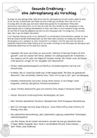 Vorschau - Lehrpläne/Lehrermaterial - Vorschlag Jahresplanung: Gesunde Ernährung - Deckblatt
