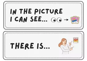 Vorschau - Präsentationen/Tafelbilder - Describing a Picture - Useful Phrases | Tafelmaterial Englisch - Seite 2