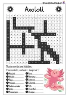 Vorschau - Arbeitsblätter - Axolotl search puzzle - letter grid animals (English) - Seite 2