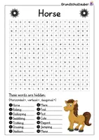 Vorschau - Arbeitsblätter - Horse search puzzle - letter grid animals (English) - Seite 1