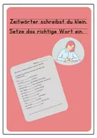 Vorschau - Arbeitsblätter - Verben einsetzen, 3. Person Einzahl, Er, Sie, Verben beugen - Deckblatt